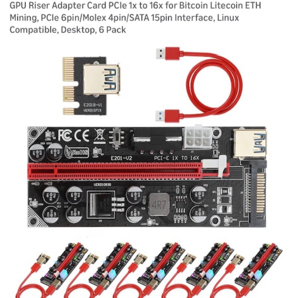 NEW GPU Riser Adapter Card - 6 Pack